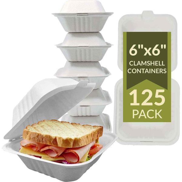 Sugarcane Bagasse Clamshell Containers - Image 2
