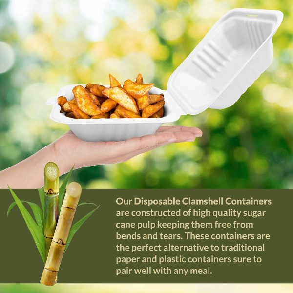 Sugarcane Bagasse Clamshell Containers - Image 3
